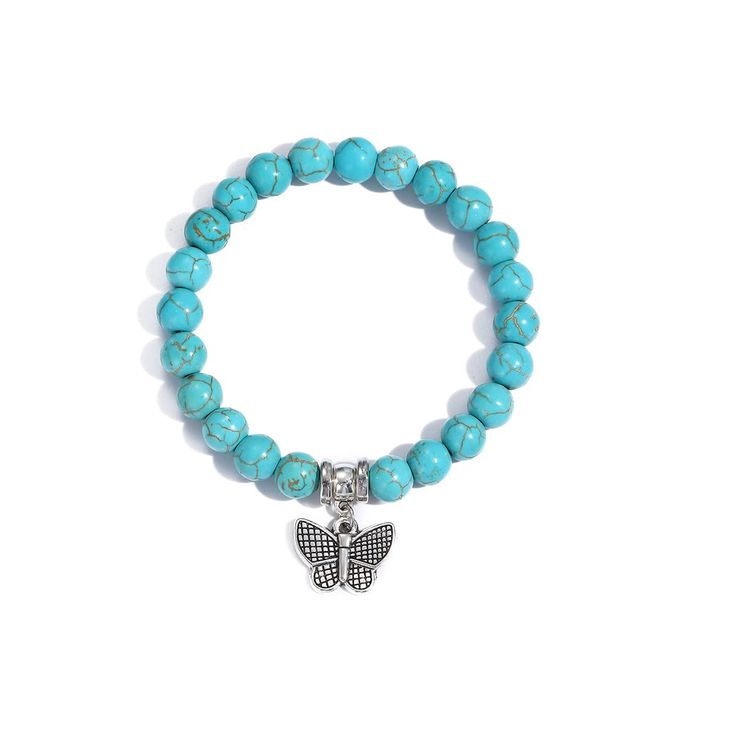 PRICES MAY VARY. 【Turquoise Gemstone Bracelet】: This bold and vibrant bohemian turquoise beaded bracelet with the chic butterfly design gives you a look that is both elegant and mysterious,fully expressing your unique personal charm and making beaded bracelet the perfect day-to-night accessory. 【High Quality Material】: Made of high quality handmade turquoise,Each 8 mm bead in this pure and elegant bracelet is hand-selected and carefully polished for a perfect, comfortable experience. Please note Adjustable Turquoise Jewelry With 108 Beads, Casual Beaded Turquoise Jewelry, Turquoise Beaded Bracelets With 8mm Beads For Beach, Turquoise Jewelry With 8mm Beads For The Beach, Casual Turquoise Stretch Bracelet With 8mm Beads, Casual Turquoise Beaded Jewelry, Adjustable Turquoise Crystal Bracelet In Bohemian Style, Spiritual Turquoise Beaded Bracelets For Jewelry Making, Turquoise Healing Bracelet With 108 Beads