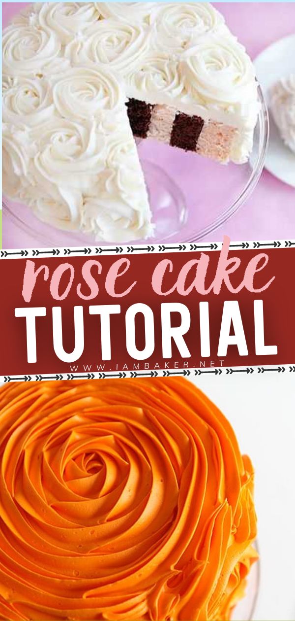 there is a cake with white frosting on it and the words rose cake tutor