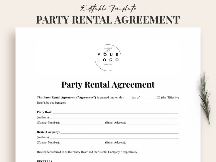 Party Rental Contract Template Event Equipment Rental Agreement Event ...