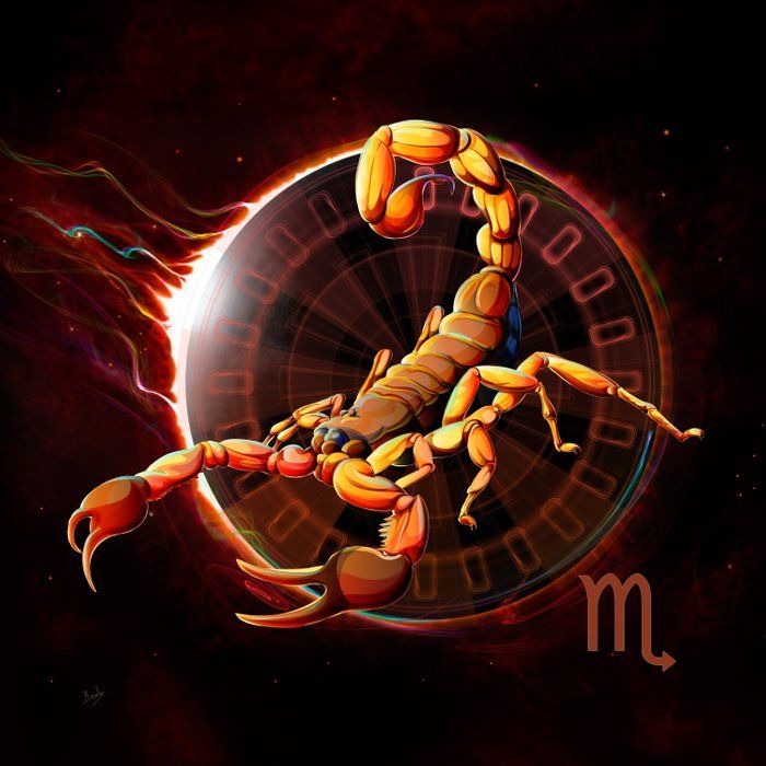 the scorpion zodiac sign is depicted in this digital painting