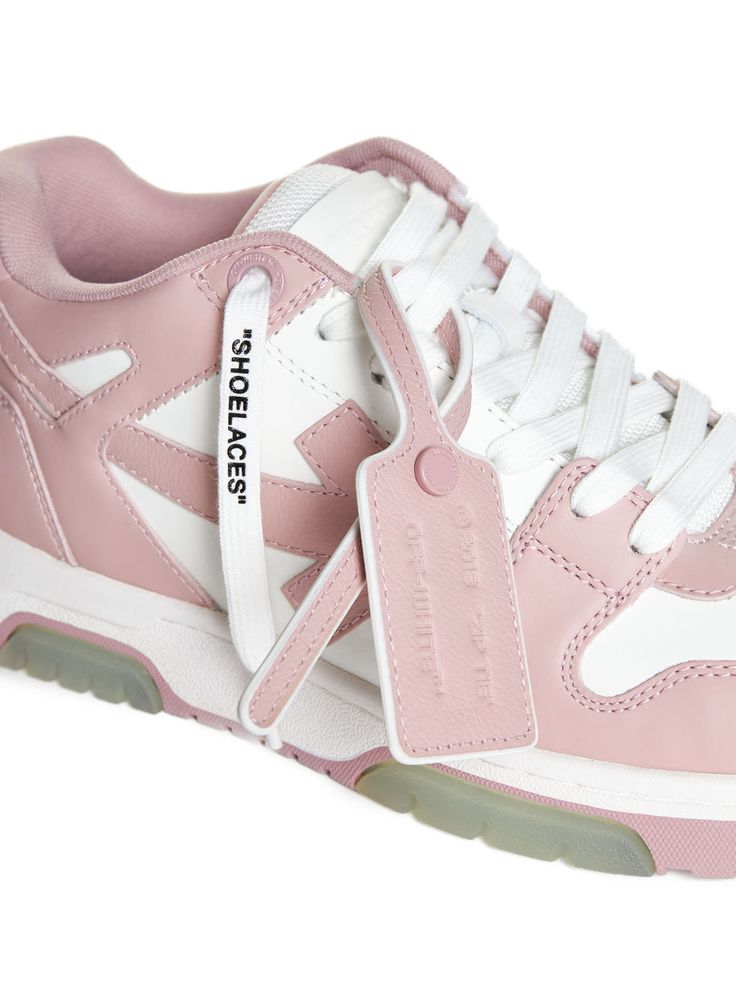 Upper: 100% Leather Lining: 86% Polyester, 14% Leather Sole: 100% Rubber Off White Pink Shoes, Out Of Office Sneakers, Off White Out Of Office, Office Sneakers, Off White Sneakers, Pretty Shoes Sneakers, Italian Fashion Brands, Off White Shoes, Out Of Office