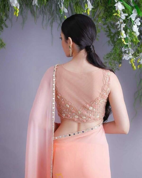 Fancy Saree Blouse Back Neck Designs for Indian Women - K4 Fashion Net Saree Blouse Designs, Ombre Saree, Net Saree Blouse, Netted Blouse Designs, Blouse Designs Catalogue, Saree Blouse Neck Designs, Pearl Work, Fashionable Saree Blouse Designs, Backless Blouse Designs