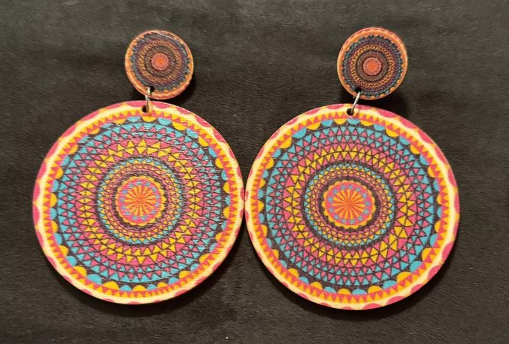 Women’s Lg Round Colorful African Wooden Round Earrings 🇿🇦 | eBay Afro Earrings, Round Earrings, Comfort Fit, Wood, High Quality, Color