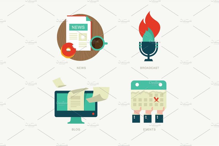 flat design icons for news and magazines