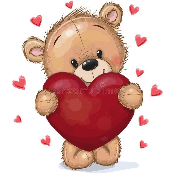 a teddy bear holding a big heart in its paws royalty images and clippings