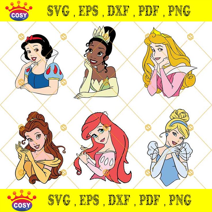 Disney Princesses Svg Bundle, Disney Princess Clipart, Princesses Svg ...