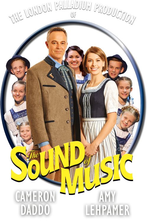 the london palladium production poster for sound of music starring actors person and person