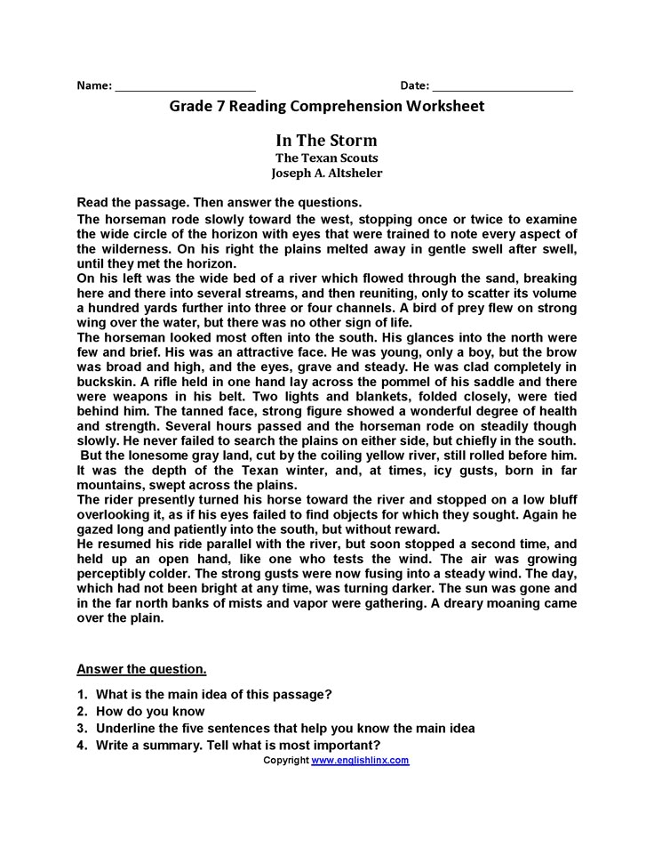 the worksheet for grade 7 reading competition workbook is shown in this image