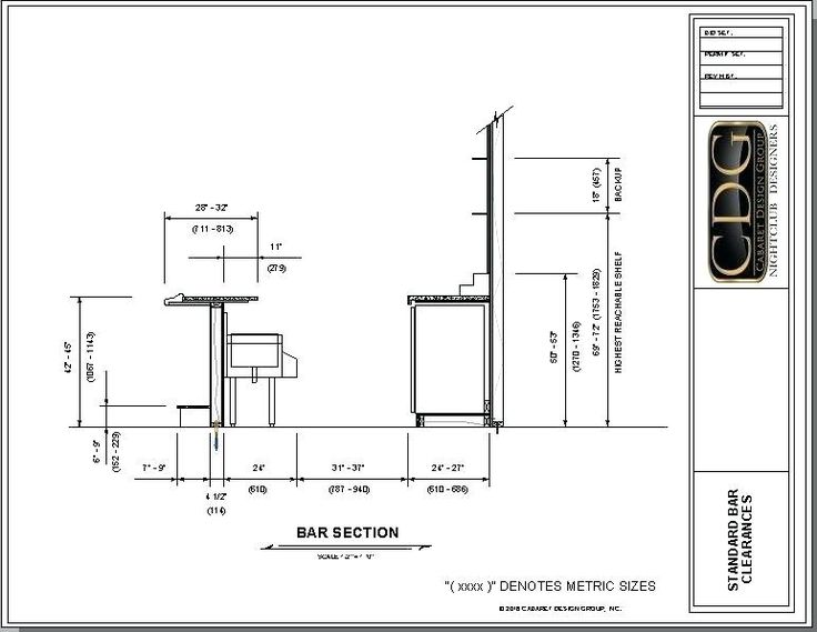 an architectural drawing of the bar section