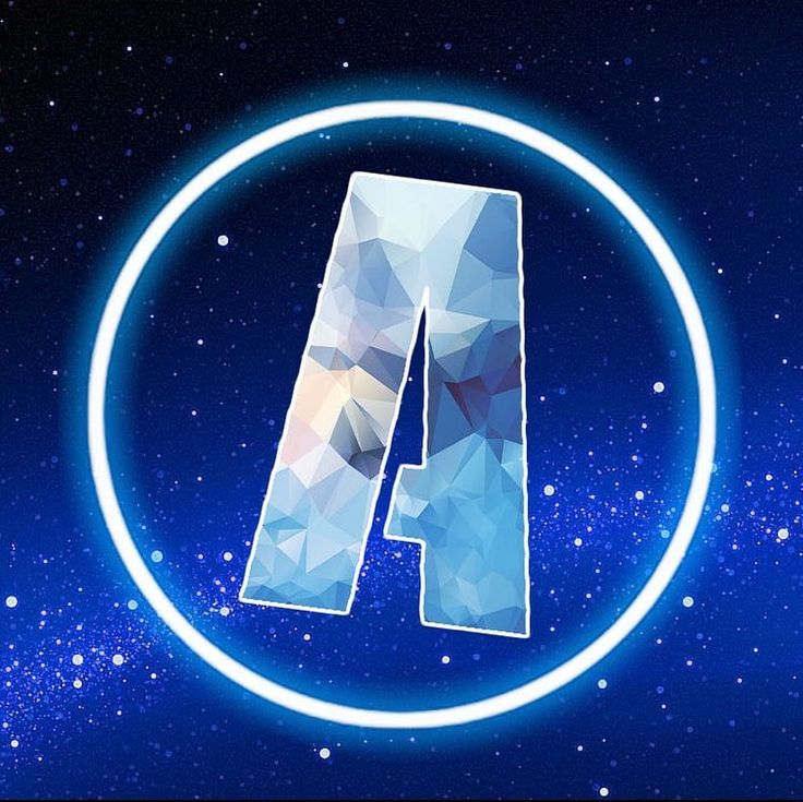 the letter a is made up of triangular shapes and surrounded by a circular blue ring