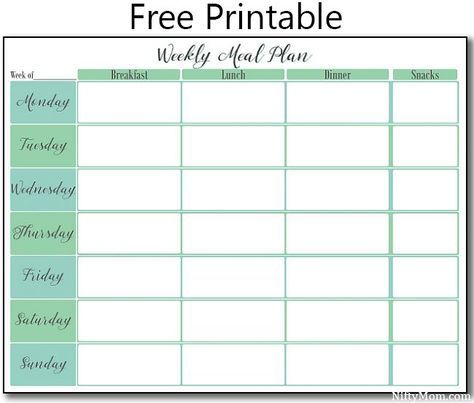 Printable Weekly Meal Plan | Meal planning printable, Diet meal planner ...