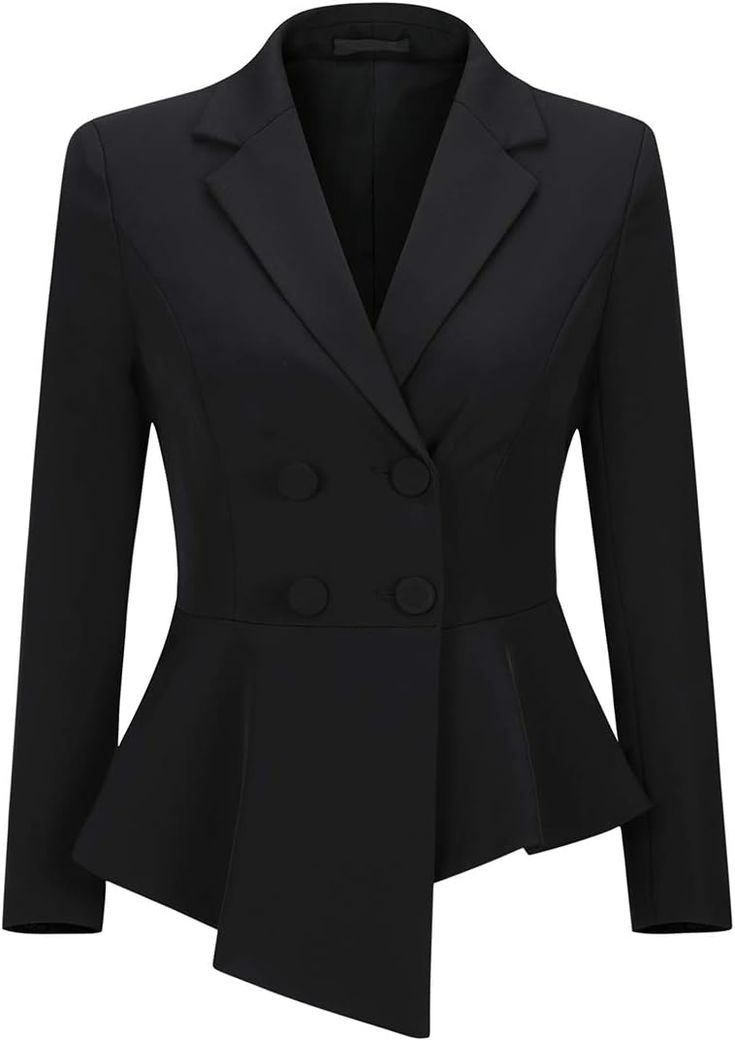 Elevate your professional look with our Business White Asymmetrical Peplum 2pc Business Blazer & Pants Set. This set features an asymmetrical peplum design, adding a unique touch to your business attire. Perfect for any occasion, this set provides a sophisticated and polished look while maintaining comfort and flexibility throughout the day. Material: 98% polyester fiber and 2% spandexWomen's office suit set. Blazer-double breasted, two button closure, notched lapel, long sleeve, irregular hem; Office Attire Dress, Peplum Blazer Outfit, Peplum Suit, Business Attire Dress, Blazer Pants Set, Peplum Coat, Peplum Design, Peplum Designs, Blazer Pattern