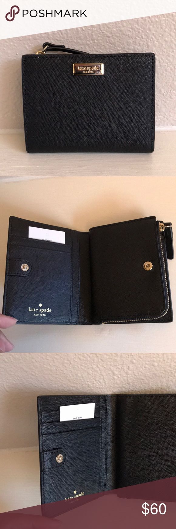 KATE SPADE small shawn laurel way black wallet 💯 authentic ♠️ brand new with tag ♠️ small shawn laurel way black 💳 6 credit card slots ♠️ approx 4.5” x 3.75” x .75” 🚫 no trade kate spade Bags Wallets Black Wallet, Kate Spade Bag, Kate Spade, Brand New, Wallet, Fashion Tips, Fashion Trends, Fashion Design, Clothes Design