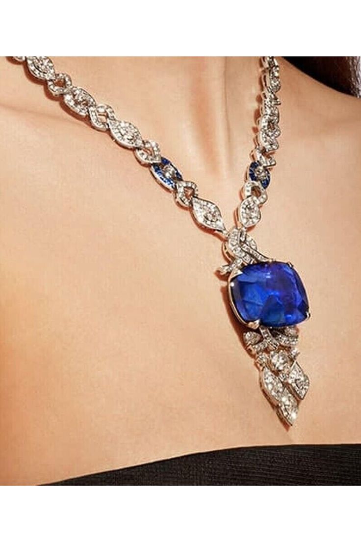 Gala Jewelry, Art Deco Necklaces, Art Deco Necklace, Sapphire Necklace, Types Of Stones, Necklace For Women, Statement Jewelry, Custom Jewelry, Wedding Bridal