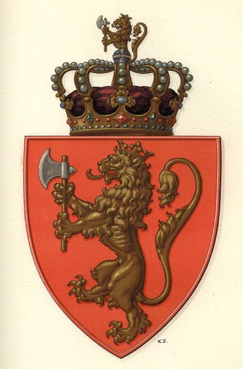 Norwegian crest, shoulder. | Coat of arms, Norway, Sons of norway