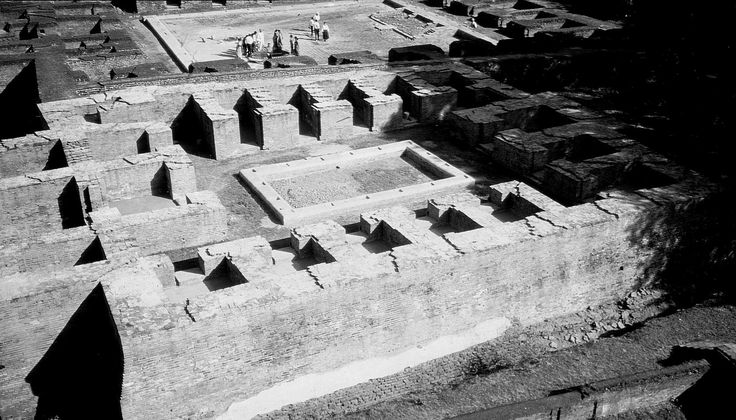 black and white photograph of an ancient city