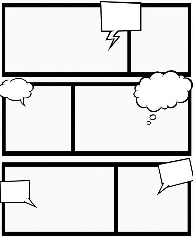 a comic strip with speech bubbles and thought bubbles on the top right corner, in black and white