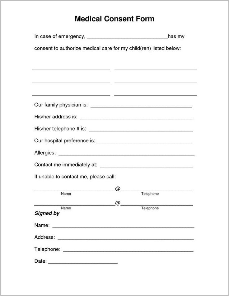 Free Printable Child Medical Consent Form For Grandparents | Child ...