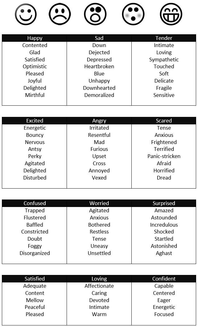 the four types of emotication in different languages, each with their corresponding expressions