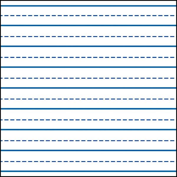 lined paper with blue lines on the bottom and one line at the top, in two rows