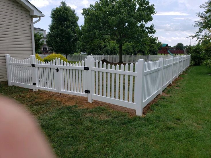 a white picket fence in front of a house