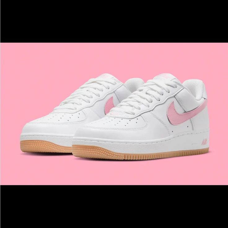 Nike Air Force 1 Low Retro Shoes Valentines Day White Pink Gum 9.5m New In Box Pink Custom Sneakers With Gum Sole For Streetwear, Pink Gum Sole Sneakers For Streetwear, Sporty Pink Custom Sneakers With Gum Sole, Sporty Custom Pink Sneakers With Gum Sole, Pink Custom Sneakers With Gum Sole For Sports, Custom Pink Sneakers With Gum Sole For Sports, Pink Nike Air Force 1 Low-top With Gum Sole, Pink Low-top Nike Air Force 1 With Gum Sole, Casual Pink Nike Air Force 1 With Gum Sole