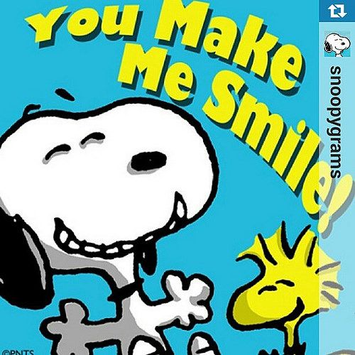 a cartoon dog with the words you make me smile