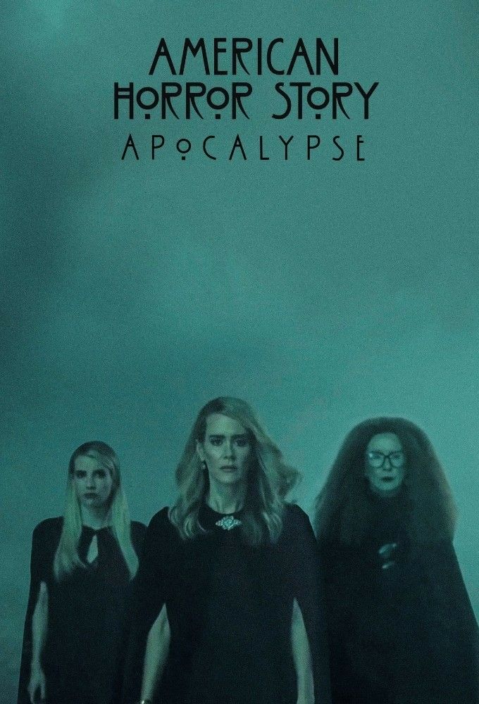 the poster for american horror story apocalypse shows three women in black dresses