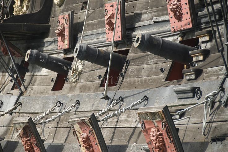 an old pirate ship with ropes and locks