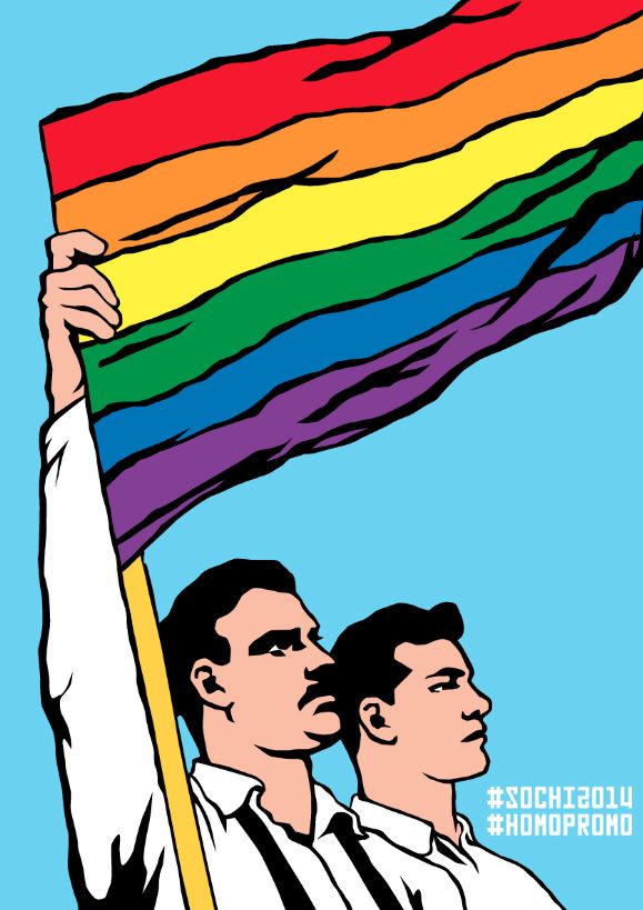 two men holding a rainbow flag in their hands