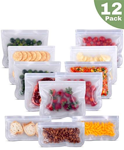 six ziplock bags filled with different types of snacks