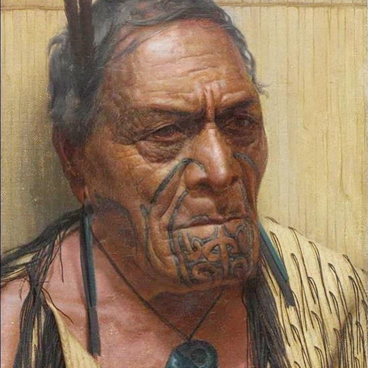 an old native american man with painted on his face