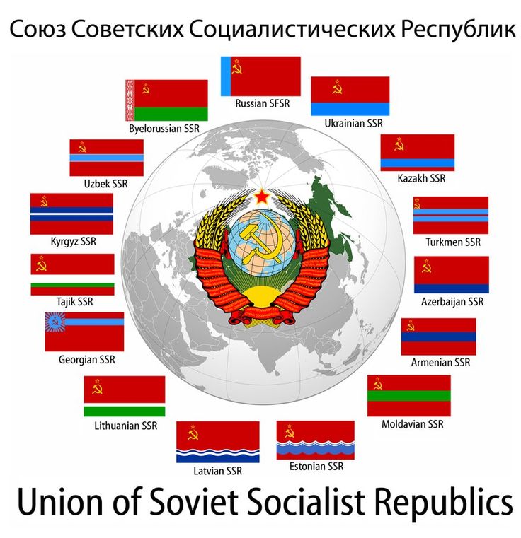 the official emblem for the union of soviet socialist republics, in front of a world map