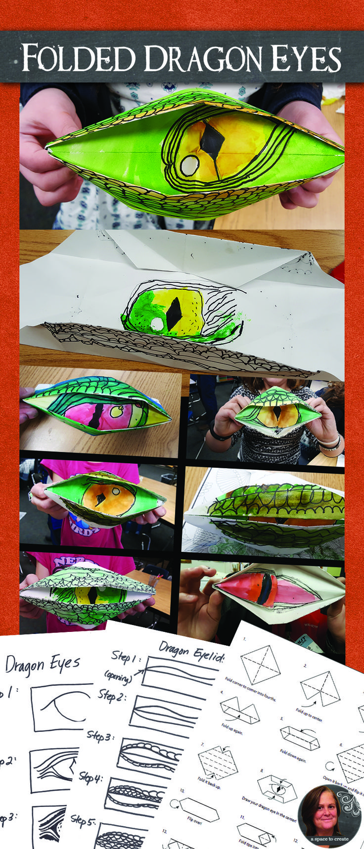 an image of folded dragon eyes with instructions on how to make them and what to use them