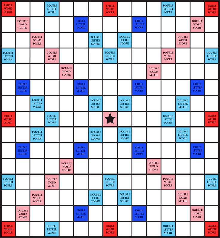 a crossword board with red, white and blue squares on the bottom half of it