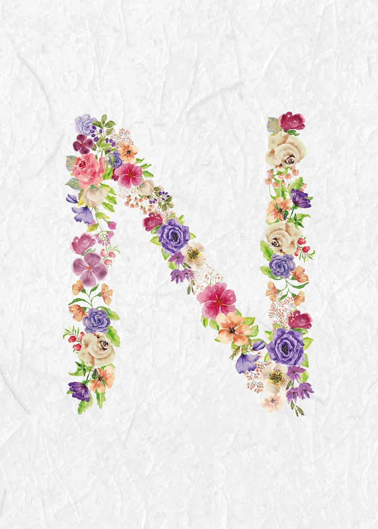 the letter m is made up of flowers