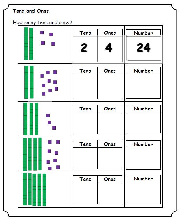 Tens And Ones Place Value Worksheets