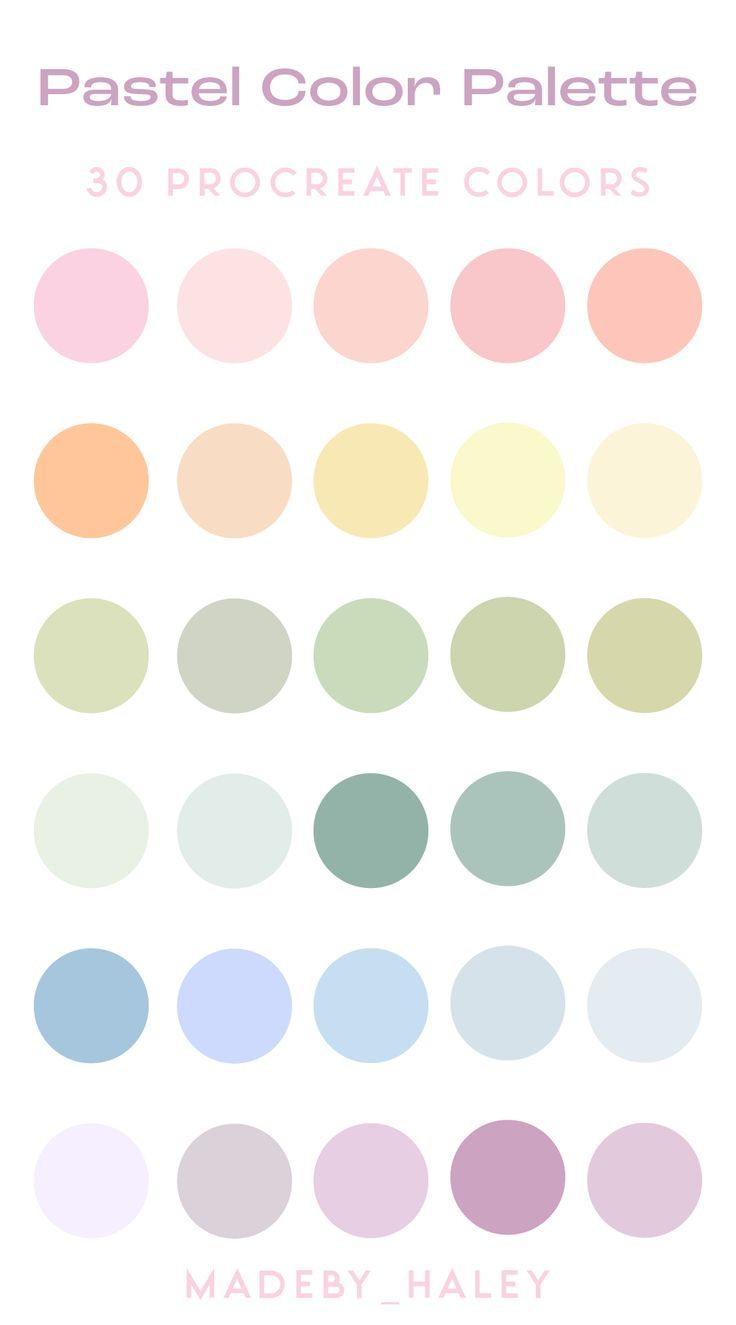 Freebie! Pastel Color Palette- 30 Procreate Colors | Hex color palette, Color  palette design, Color palette challenge