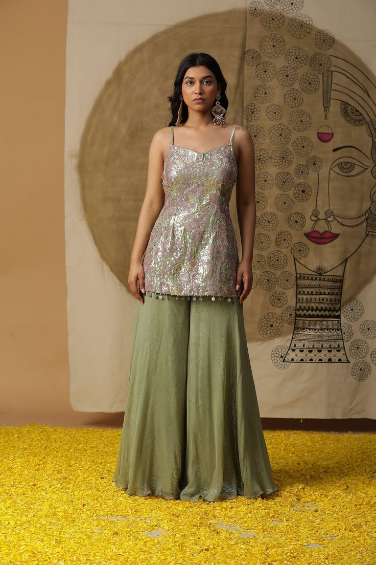 Indian Contemporary Cape Set in Pista Green for Wedding Occasions - Etsy United Arab Emirates Green Floor-length Palazzo Set For Navratri, Green Georgette Palazzo Set For Navratri, Festive Pista Green Palazzo Set With Mirror Work, Pista Green Palazzo Set With Mirror Work, Green Palazzo Set With Straight Kurta And Mirror Work, Green Palazzo Set With Mirror Work For Diwali, Festive Green Palazzo Set With Mirror Work, Green Mirror Work Palazzo Set For Diwali, Elegant Green Palazzo Set For Navratri