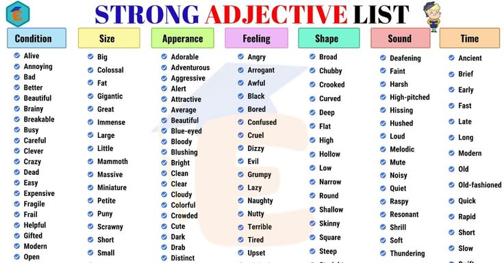 Powerful Adjectives List for ESL Learners