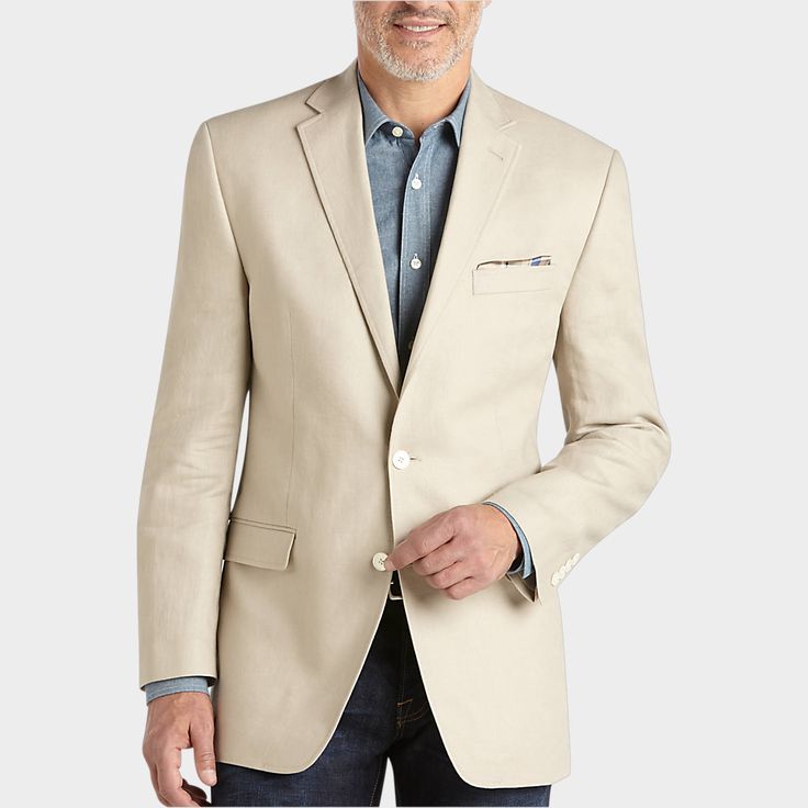 Lauren by Ralph Lauren Tan Linen Classic Fit Sport Coat - Classic Fit | Men's Wearhouse Sport Coat Outfit, Linen Sport Coat, Suit Stores, Summer Blazer, Coat Classic, Mens Wearhouse, Mens Sport Coat, Lightweight Blazer, Sports Coat