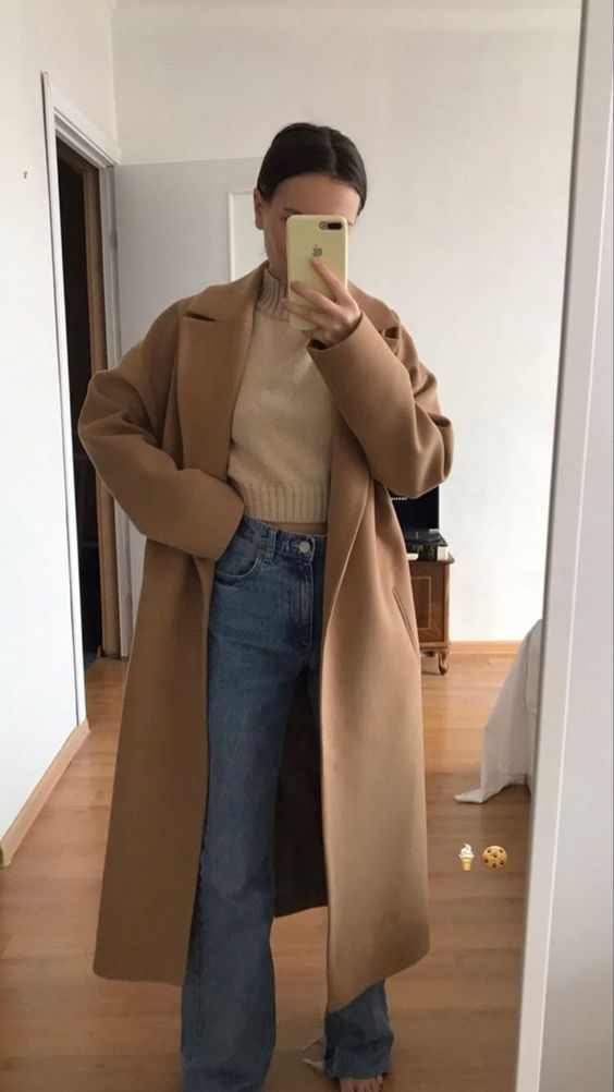 Brown Long Coat Outfit, Brown Coat Outfit, Coat Outfit Casual, Long Coat Outfit, Camel Coat Outfit, Elegantes Outfit Damen, Winter Coat Outfits, Trendy Coat, Hijab Outfits