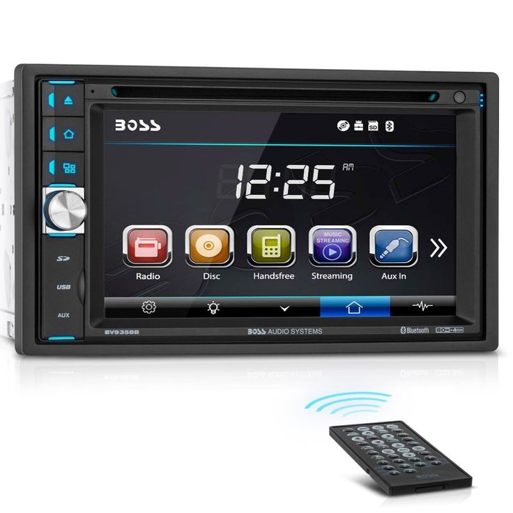 an image of a car stereo with remote control and bluetooth buttons on the display