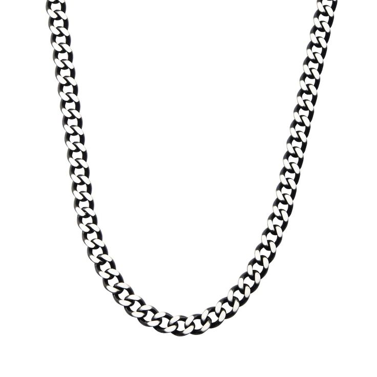 "Achieve a bold look with this black stainless steel chain necklace. NECKLACE DETAILS Chain length: 22 in. Chain type: curb Clasp: lobster-claw Metal: stainless steel Plating: ion Finish: diamond-cut Packaging: boxed Size: 22"". Gender: male. Age Group: adult." Stainless Steel Chain Necklace, Necklace Size, Black Stainless Steel, Steel Chain, Stainless Steel Chain, Festival Outfits, Chains Jewelry, Chain Lengths, Chain Length