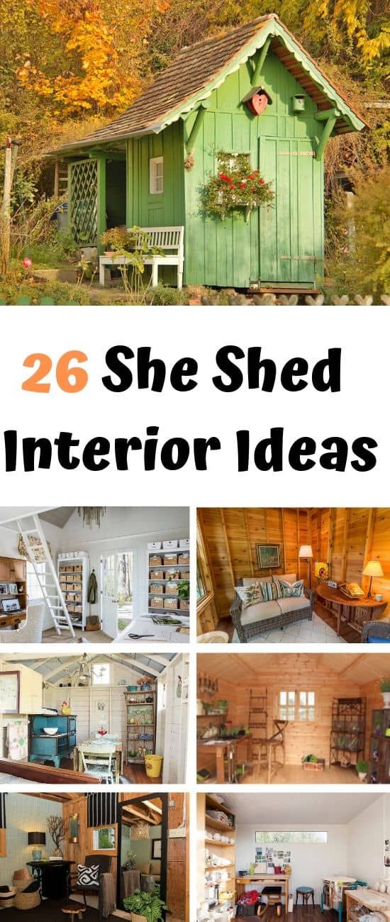 26 Beautiful She Shed Interior Design Ideas Garden shed interiors