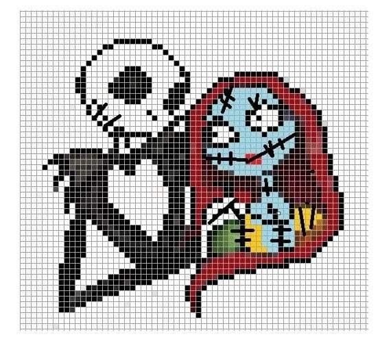 a cross stitch pattern with a cartoon character holding a heart and the word love on it