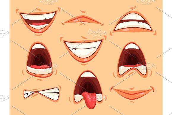 cartoon mouths with different facial expressions