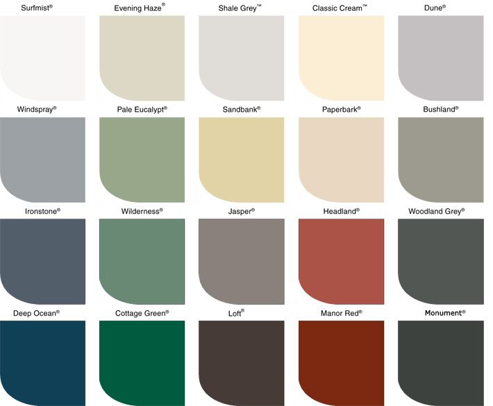 the color chart for different shades of paint