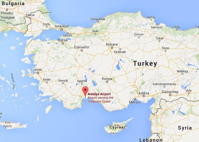 a map showing the location of turkey