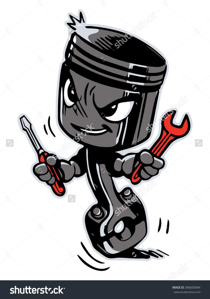 a cartoon character holding a wrench and spanner in his hands, running or jumping